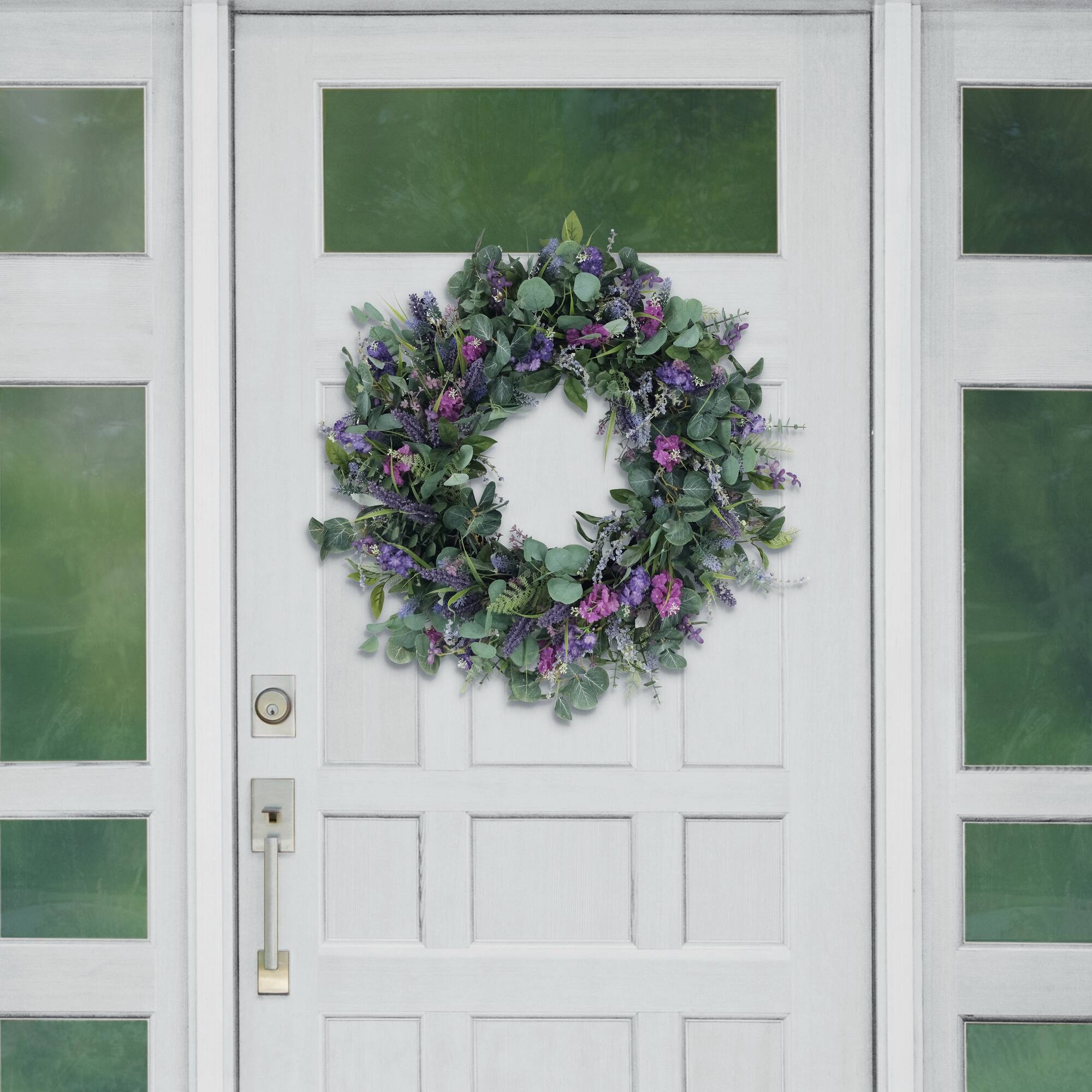 6 Pack: 30" Lavender & Eucalyptus Floral Spring Wreath
